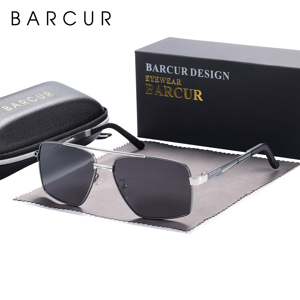 BARCUR Pilot Style Metal Frame Brand Sunglasses