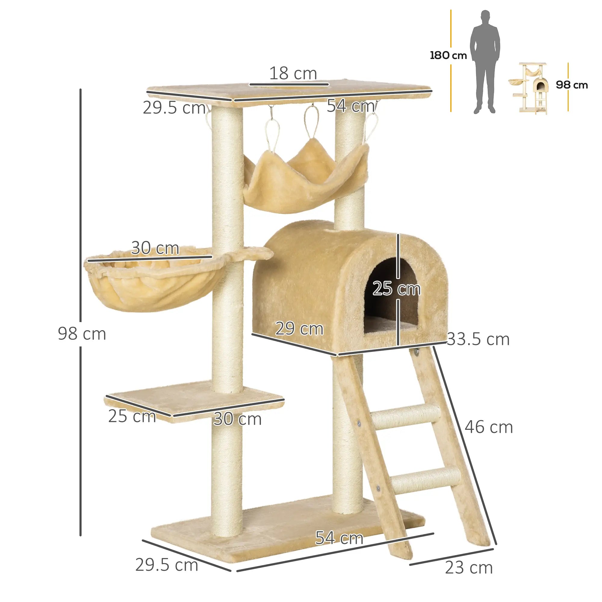 Cat Tree Tower for Indoor Cats Kitten Activity Centre Scratching House Basket