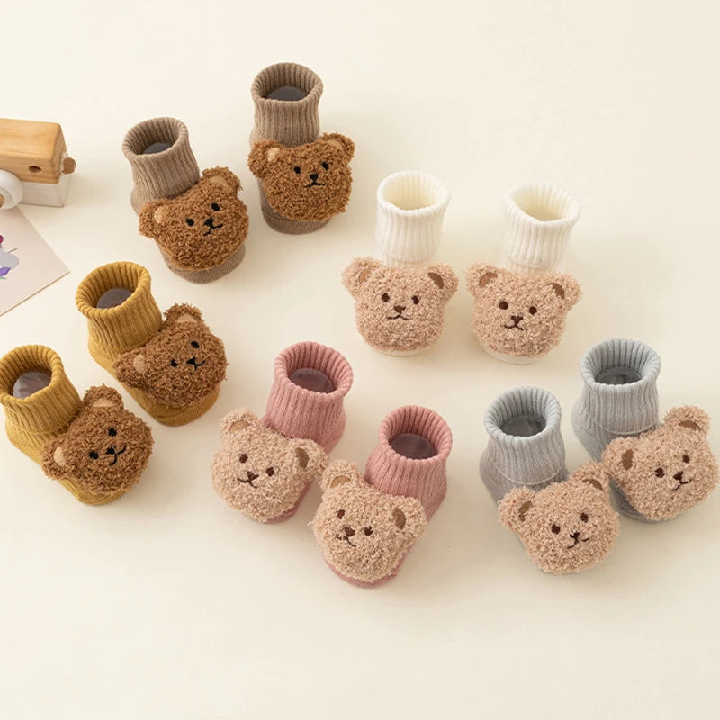 Cute Cartoon Bear Baby Socks for Boy Girl Winter Soft Warm Socks