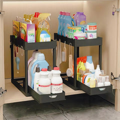 Pullable storage rack double-layer sink storage rack kitchen seasoning storage rack