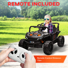 12V Battery Powered Ride on Truck w/ Remote, 4 Suspension Wheels, Horn Lights Music USB