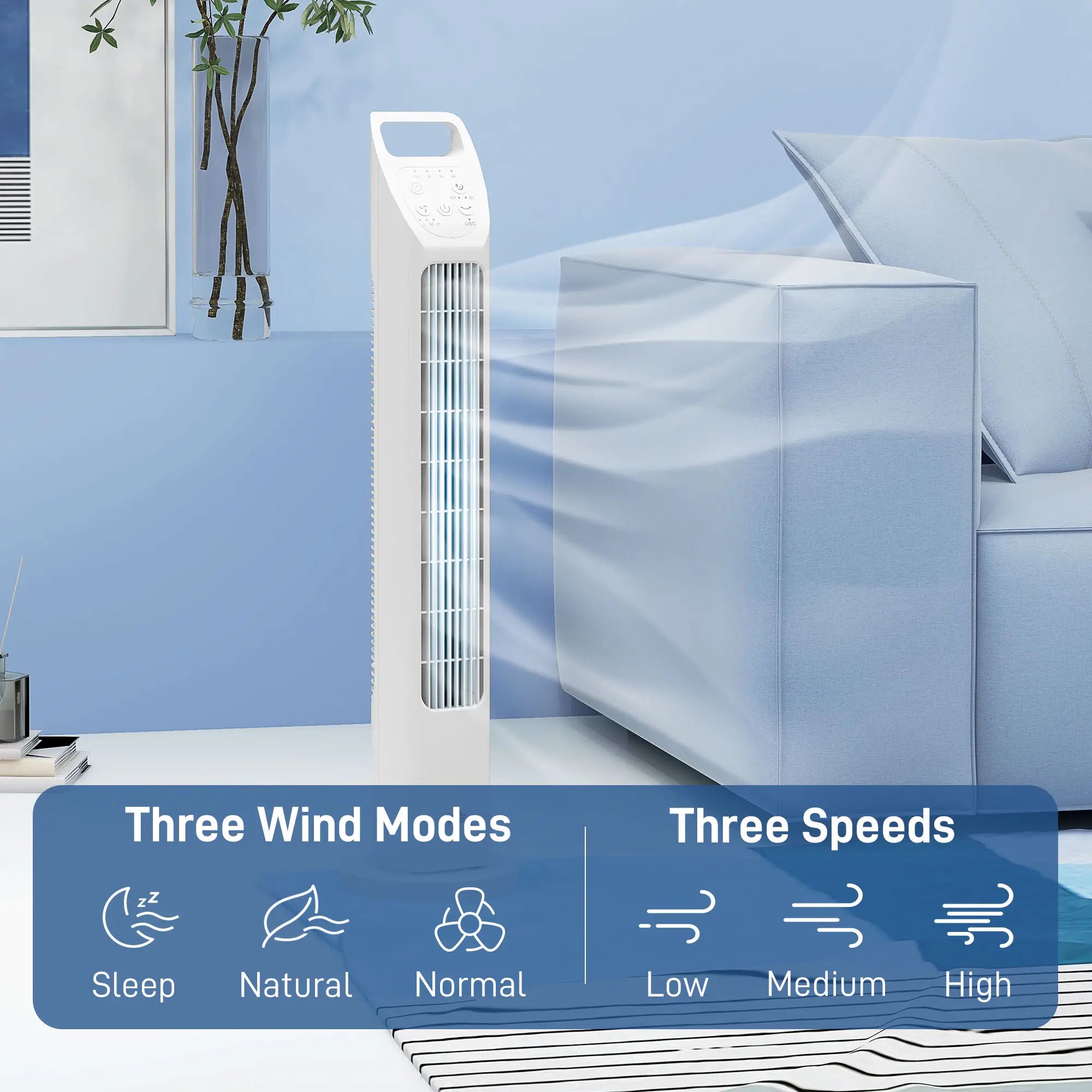 Fan with Remote Control, 4H Timer, 3 Speed 3 Modes, Quiet Electric Floor Standing Fan