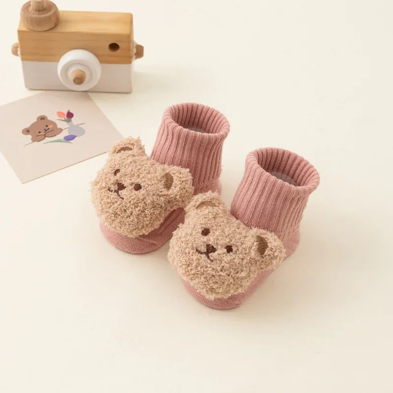 Cute Cartoon Bear Baby Socks for Boy Girl Winter Soft Warm Socks