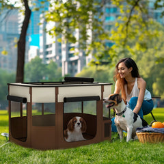 PawHut Foldable Dog Pen with Storage Bag for Indoor/Outdoor Use, Portable Pet playpen