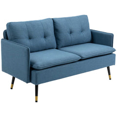 Two Seater Sofa, Button Tufted Loveseat with Cushions and Steel Legs for Living Room