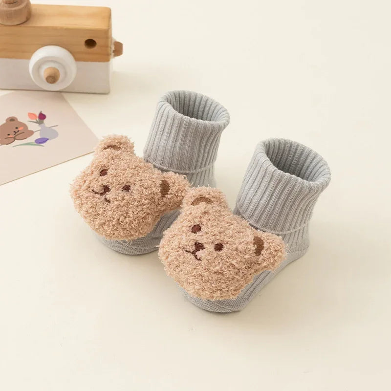 Cute Cartoon Bear Baby Socks for Boy Girl Winter Soft Warm Socks