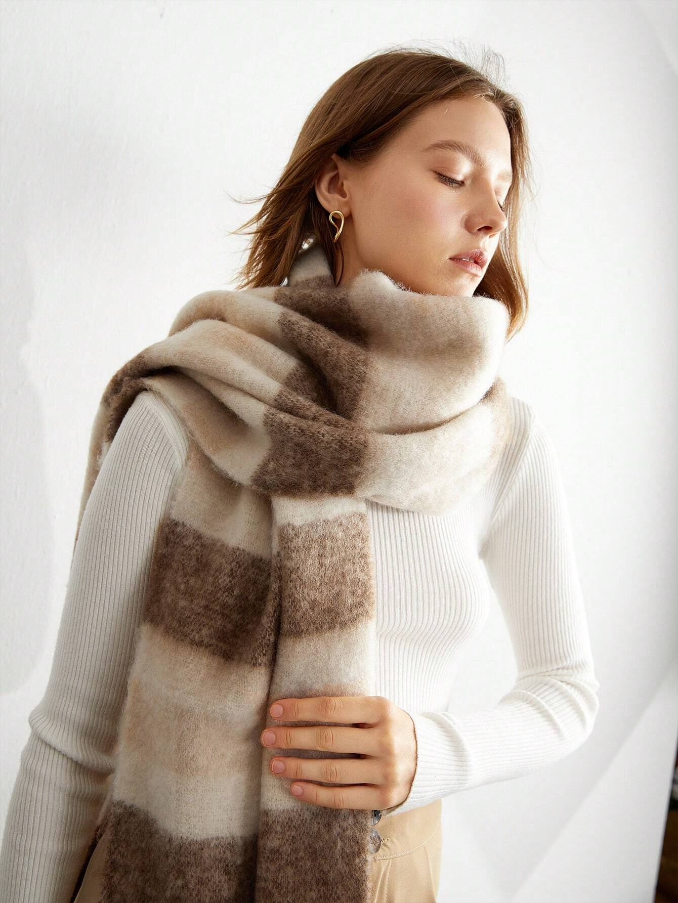 Luxury Winter Thick Warm Scarf Cashmere Shawl With Long Tessel