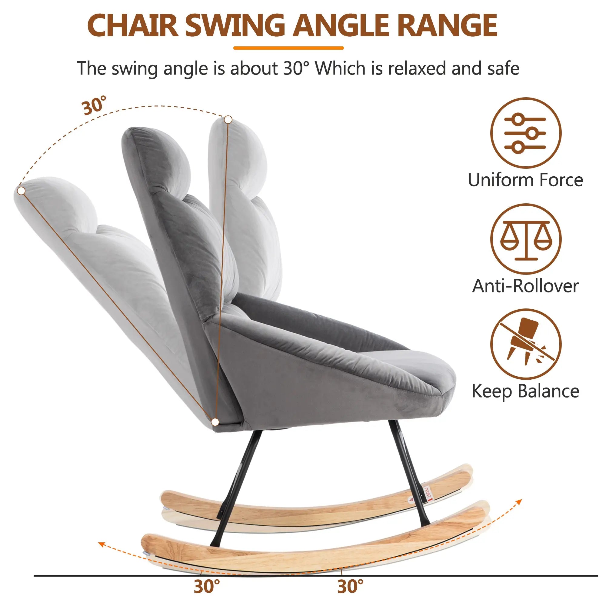 Upholstered Recliner Chair with High Back, Ottoman Footrest, Wooden Legs, Accent Armchair