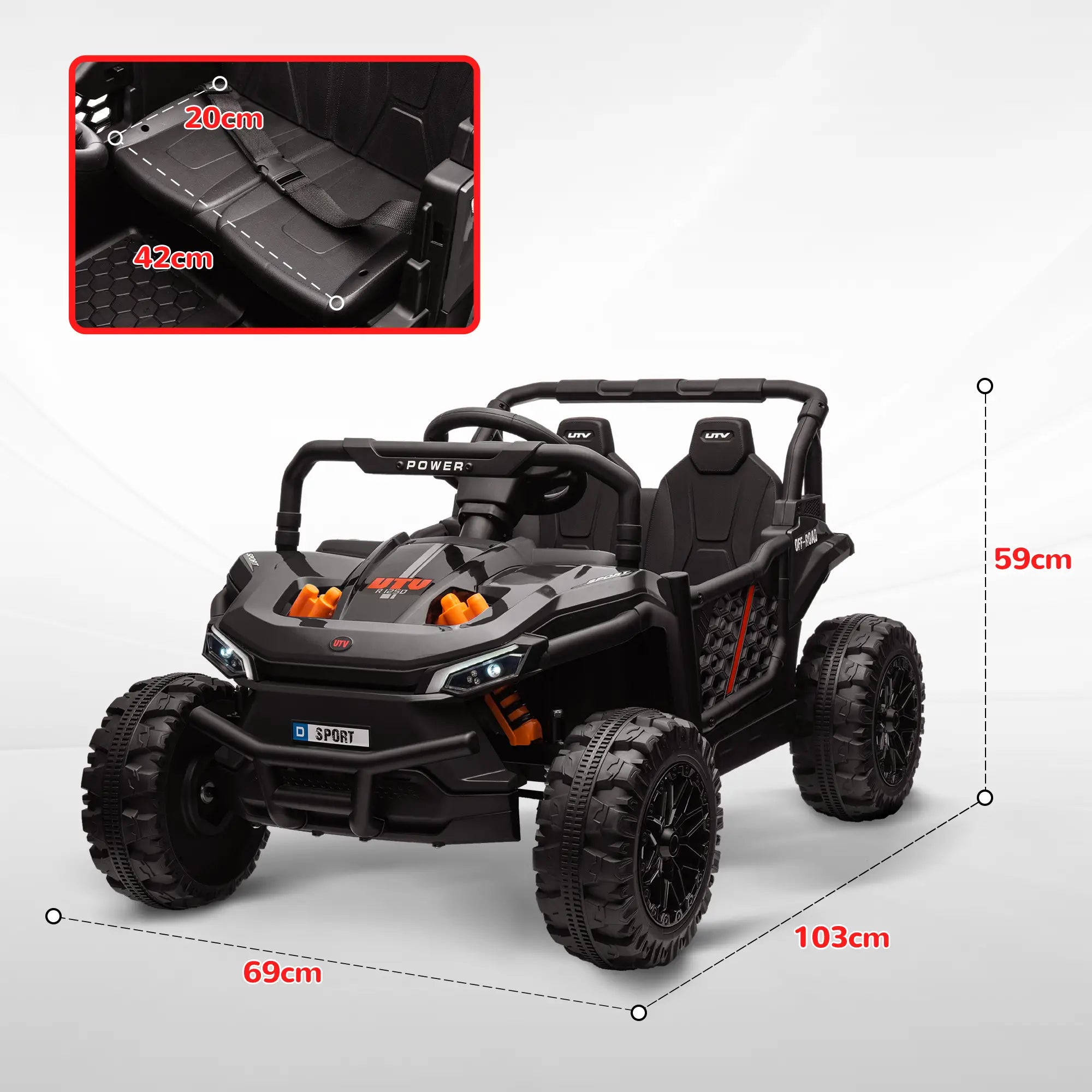 12V Battery Powered Ride on Truck w/ Remote, 4 Suspension Wheels, Horn Lights Music USB