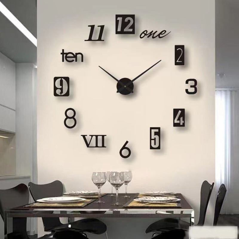 3D Roman Numeral Acrylic Mirror Wall Clock DIY Quartz Clock Home Decoration Clock