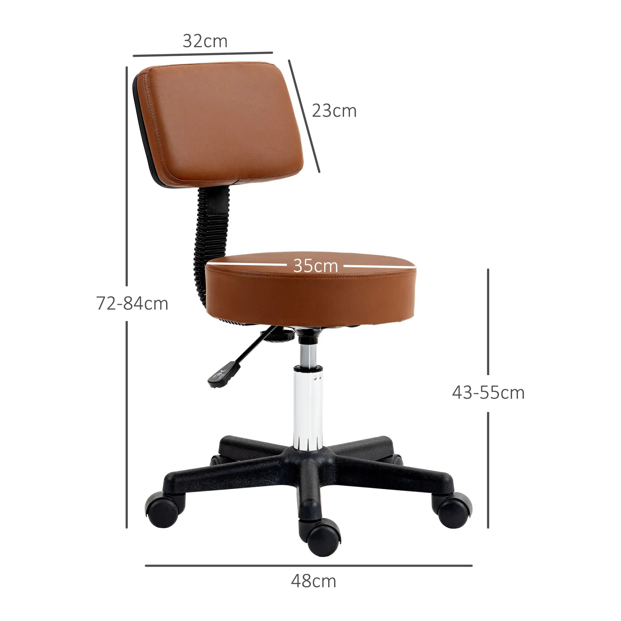 Beautician's Swivel Salon Chair Padded Seat Back 5 Wheels Adjustable Height Salon Hairdressers Tattoo Spa Rolling Cushion