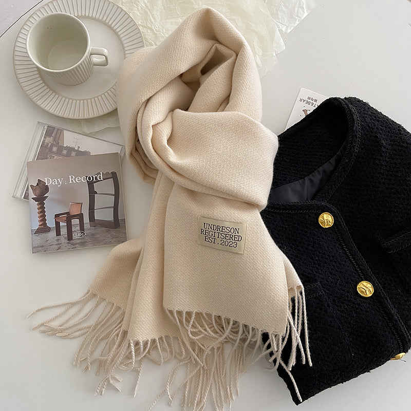 Warm Winter Scarf Korean Style Knitted Solid Color Double Sided Wraps Neckerchief