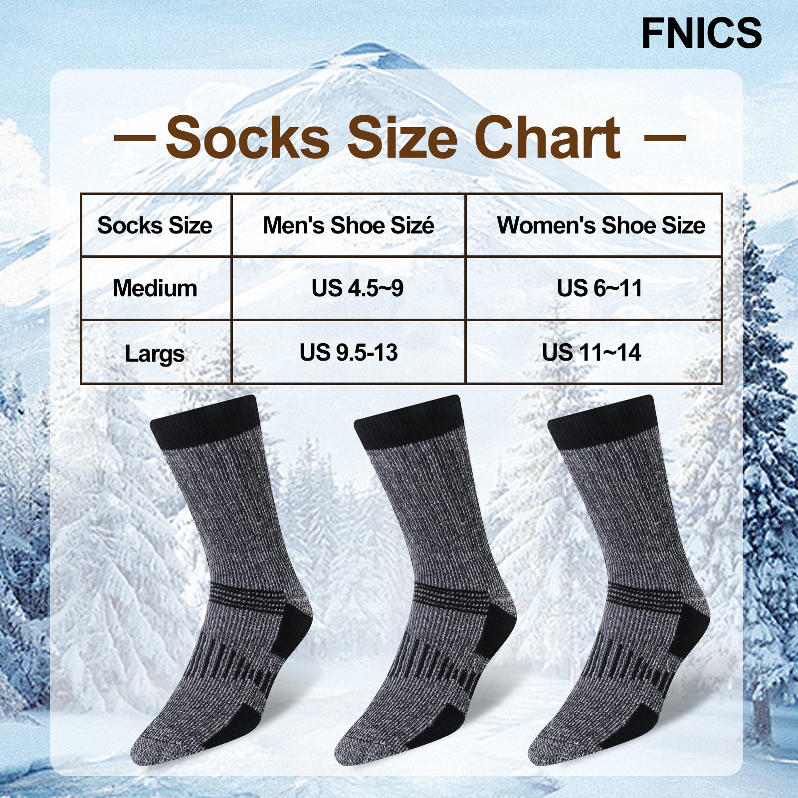 Wool Crew Socks Thickened Thermal and Warm Socks for Winter