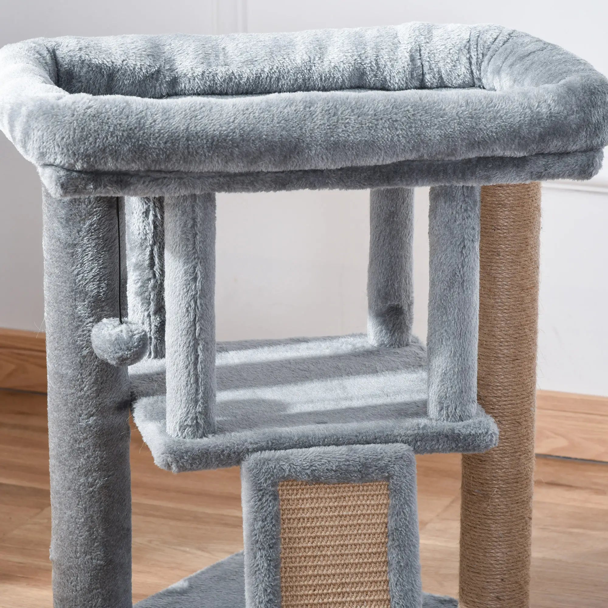 PawHut Cat Tree Tower for Indoor Cats Scratching Post Climbing Activity Scratching Pad, Toy Ball