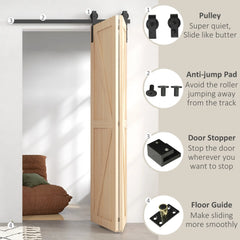 Folding Sliding Barn Door Hardware Track Kit, Heavy Duty Sliding Door Kit for 2 Doors