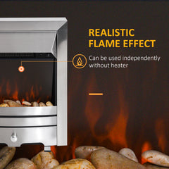 2KW Stainless Steel Electric Fireplace Pebble Burning Effect Heater