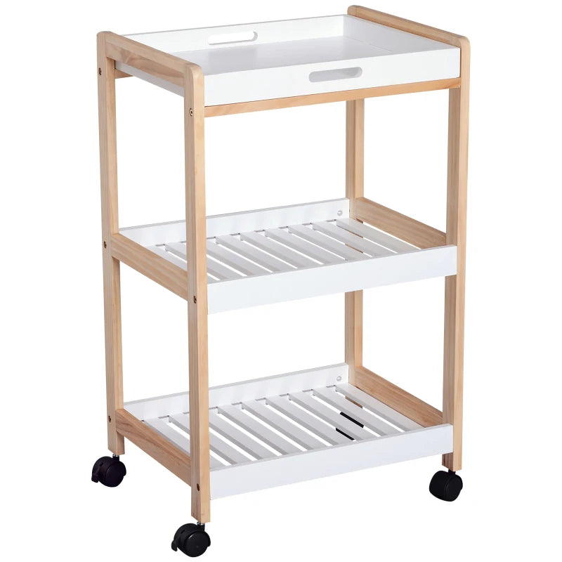 3-Tier Mobile Kitchen Trolley Cart Storage Shelves Rack Rolling Wheels