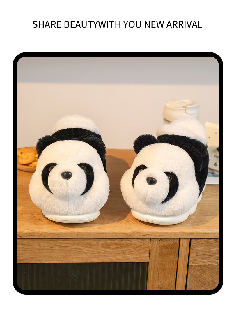 Indoor Fluffy Slippers Cute Cartoon Panda Winter Warm Light Weight Slipper