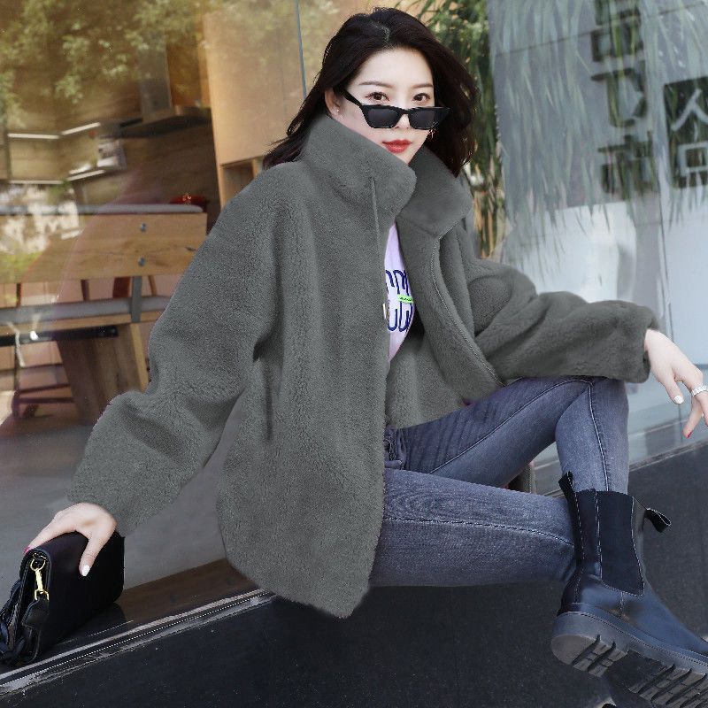 Winter Double Coral Fleece Warm Thick Overcoat Casual Long Sleeve Zipper Clothes