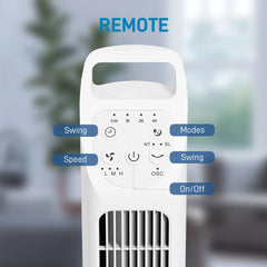 Fan with Remote Control, 4H Timer, 3 Speed 3 Modes, Quiet Electric Floor Standing Fan