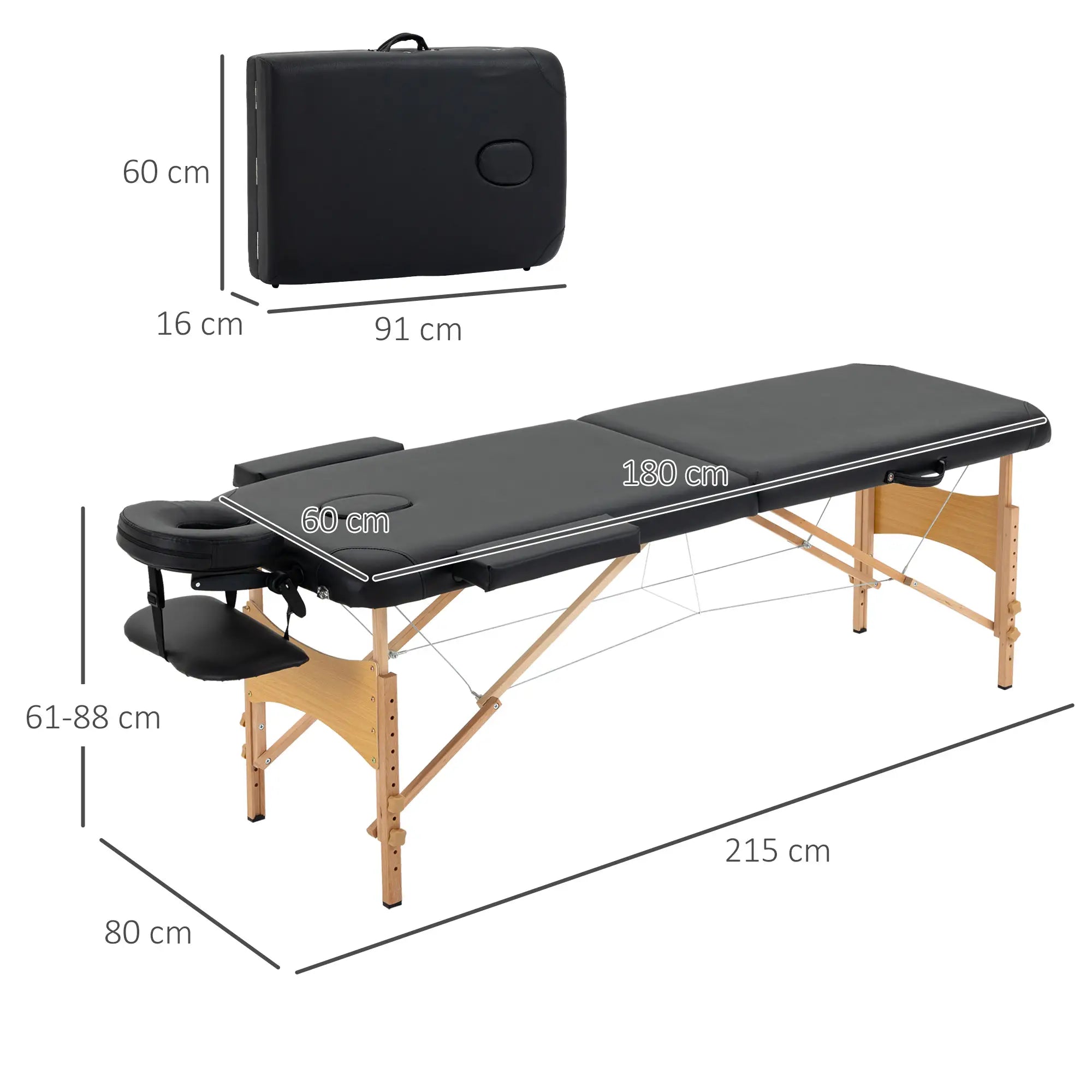 Portable Massage Bed, Folding Spa Beauty Massage Table with 2 Sections