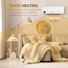 Wall Downflow Heater 2 Heat and Fan 1000W/2000W, Electric Space Heater with Timer Remote