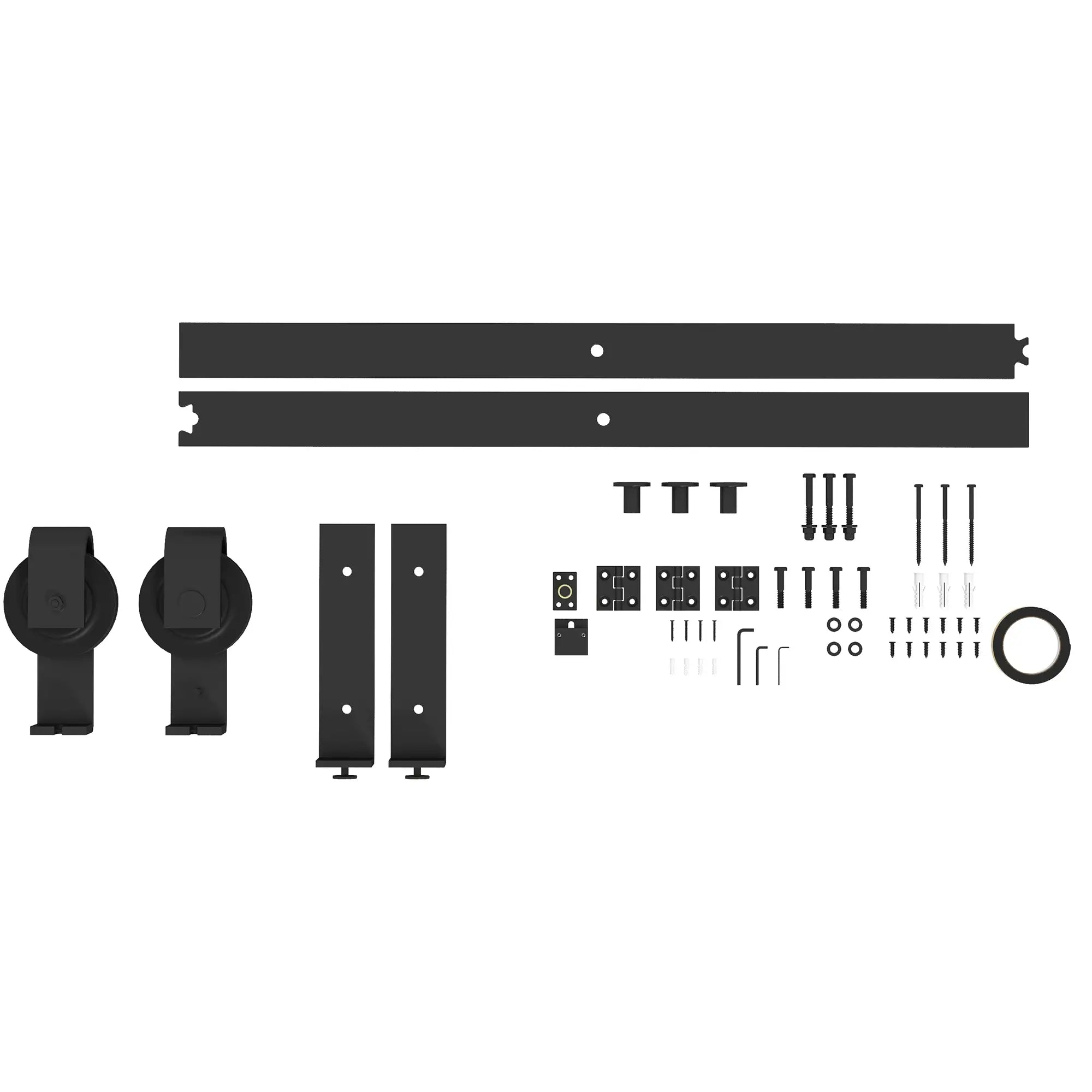 Folding Sliding Barn Door Hardware Track Kit, Heavy Duty Sliding Door Kit for 2 Doors