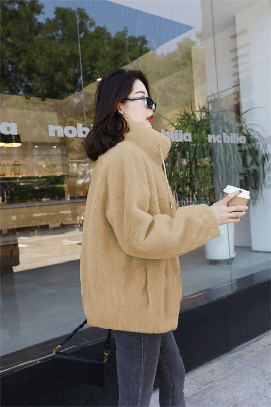 Winter Double Coral Fleece Warm Thick Overcoat Casual Long Sleeve Zipper Clothes