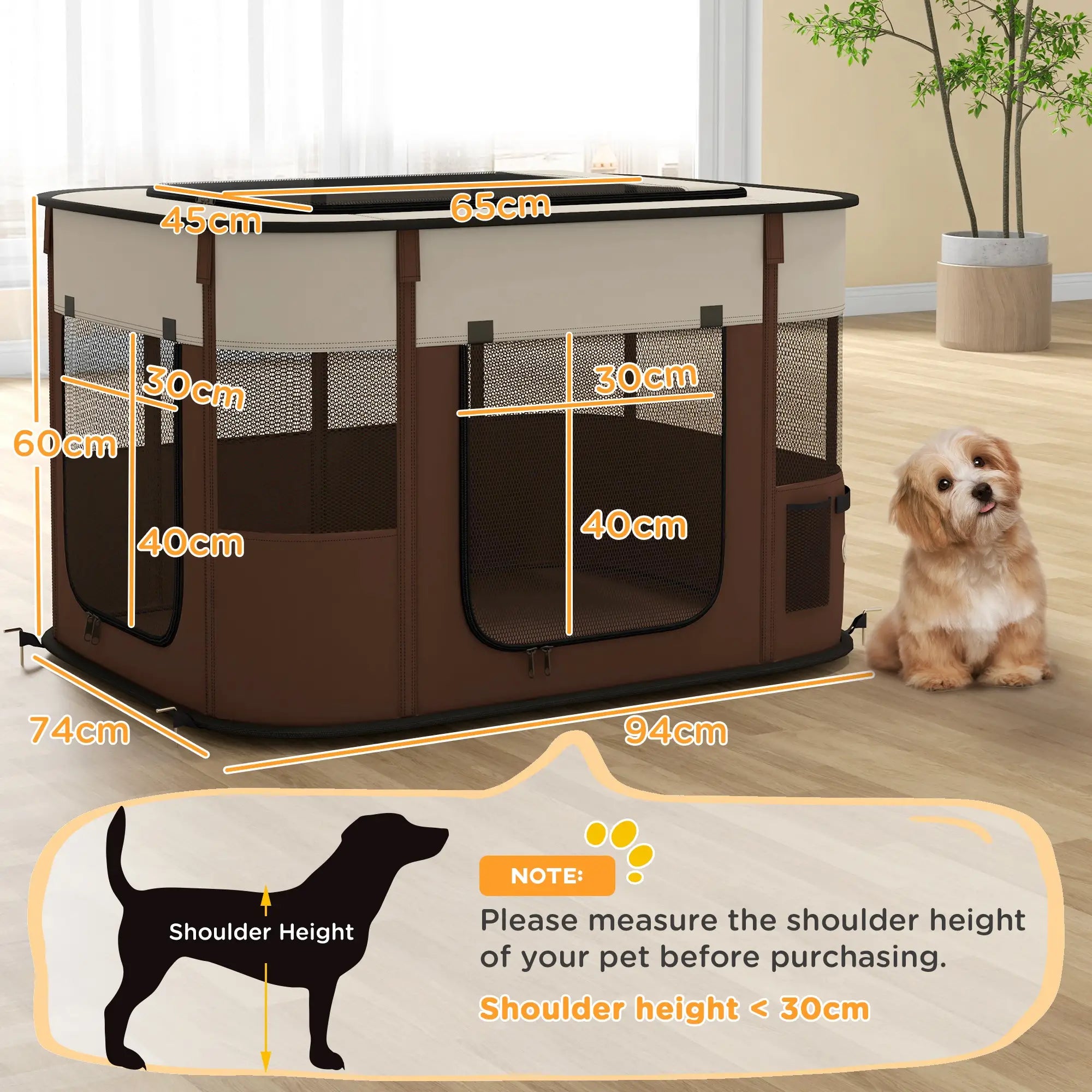 PawHut Foldable Dog Pen with Storage Bag for Indoor/Outdoor Use, Portable Pet playpen