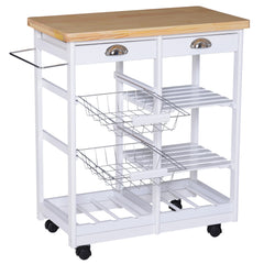 Rolling Kitchen Island Trolley Cart Drawer Shelves Basket Wheels