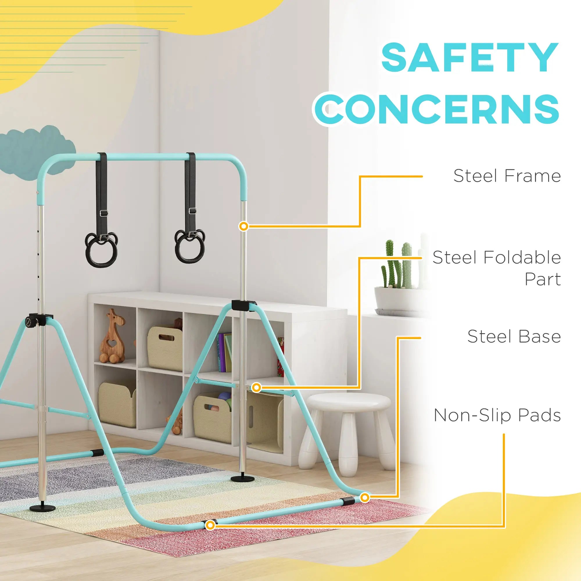 Adjustable Height, Foldable Kids Gymnastics Bar