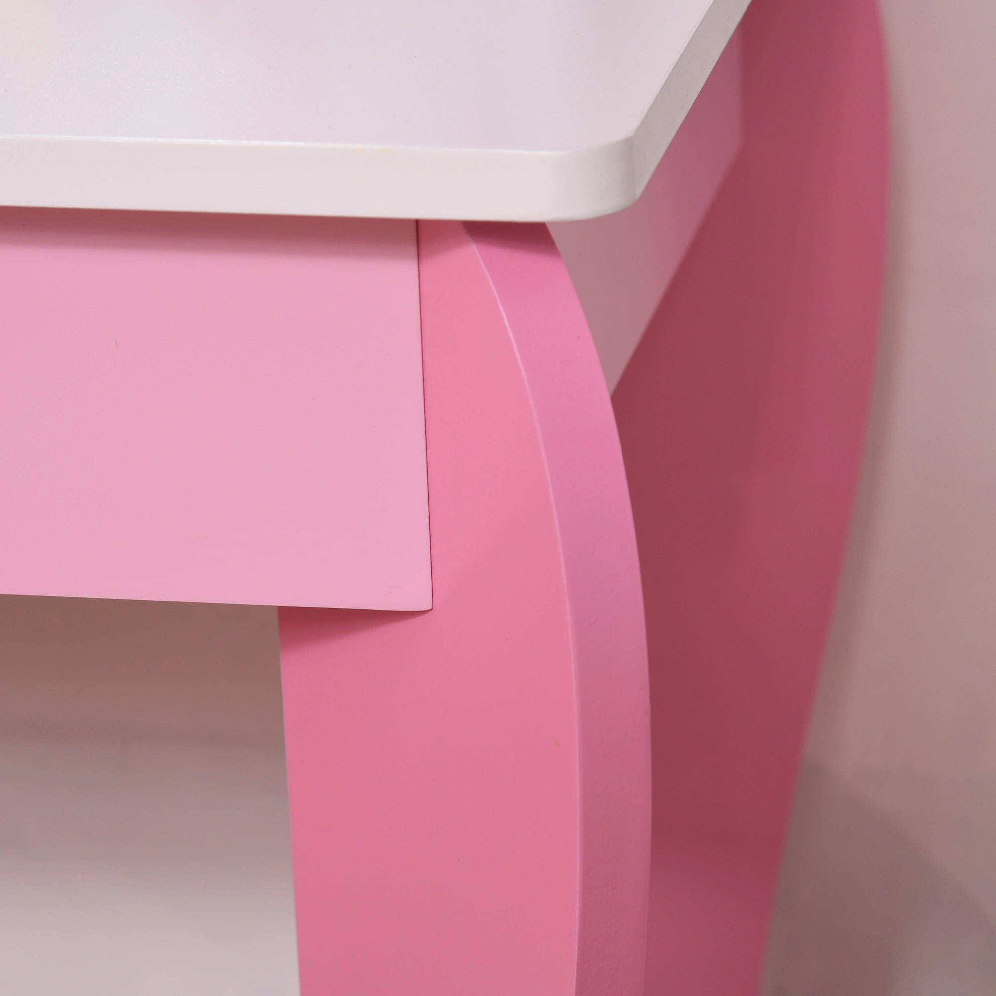 Kids Dressing Table with Mirror, Stool, Pink