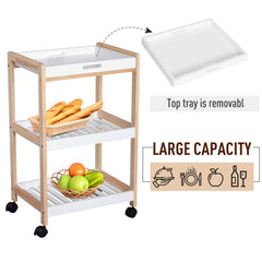 3-Tier Mobile Kitchen Trolley Cart Storage Shelves Rack Rolling Wheels