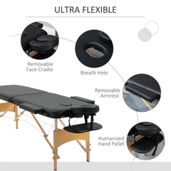 Portable Massage Bed, Folding Spa Beauty Massage Table with 2 Sections