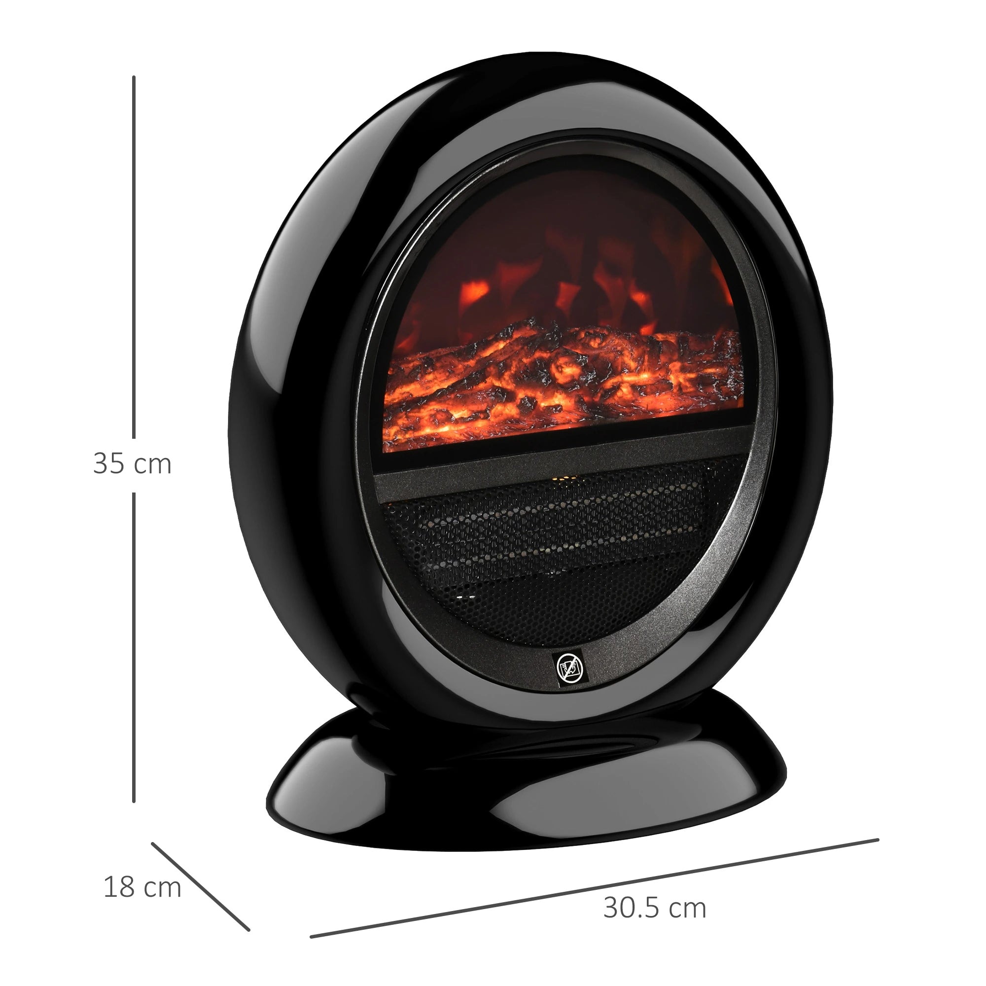 1500W Electric Table Top Heater with Realistic Flame Effect, Rotatable Head, Overheating Protection