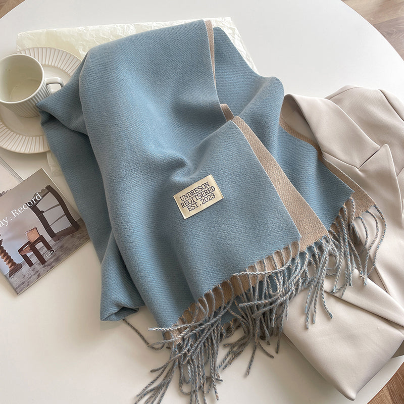 Warm Winter Scarf Korean Style Knitted Solid Color Double Sided Wraps Neckerchief