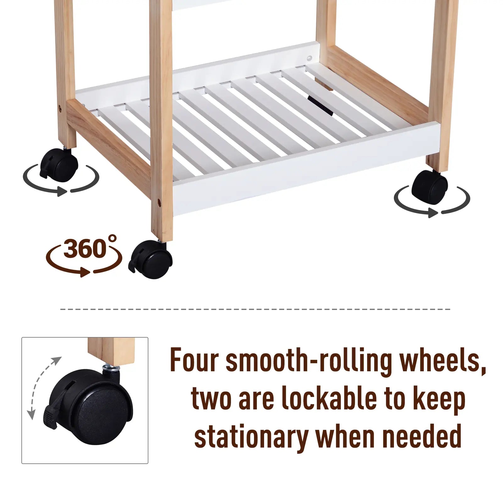 3-Tier Mobile Kitchen Trolley Cart Storage Shelves Rack Rolling Wheels