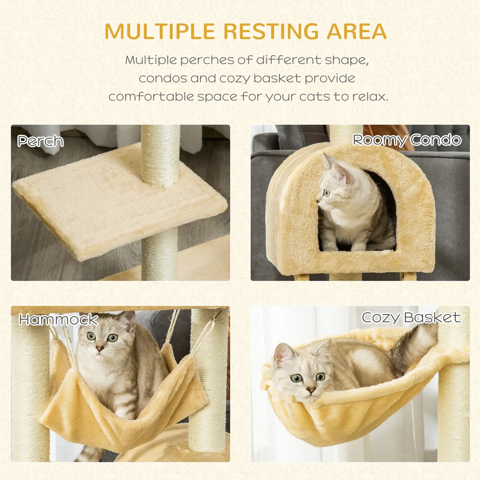 Cat Tree Tower for Indoor Cats Kitten Activity Centre Scratching House Basket