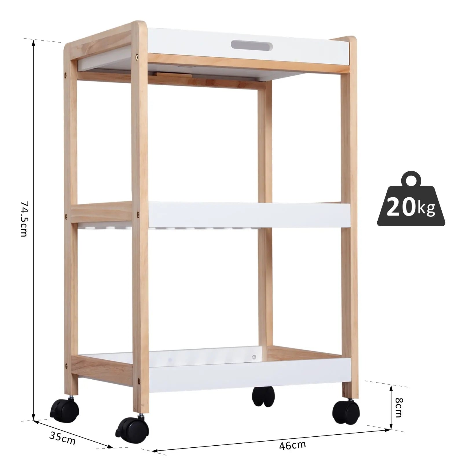 3-Tier Mobile Kitchen Trolley Cart Storage Shelves Rack Rolling Wheels