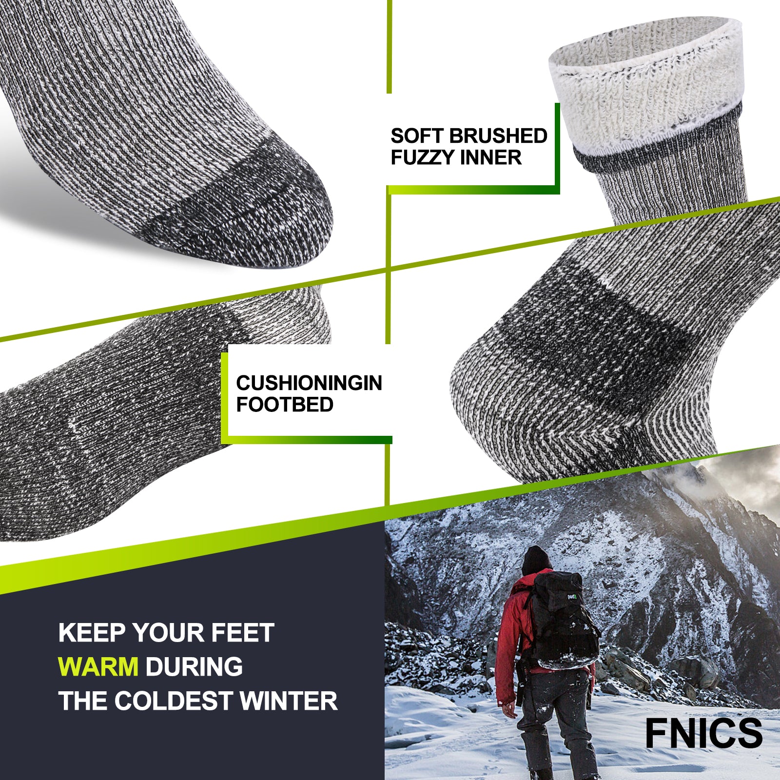 Wool Crew Socks Thickened Thermal and Warm Socks for Winter