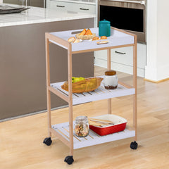 3-Tier Mobile Kitchen Trolley Cart Storage Shelves Rack Rolling Wheels