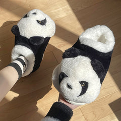 Indoor Fluffy Slippers Cute Cartoon Panda Winter Warm Light Weight Slipper