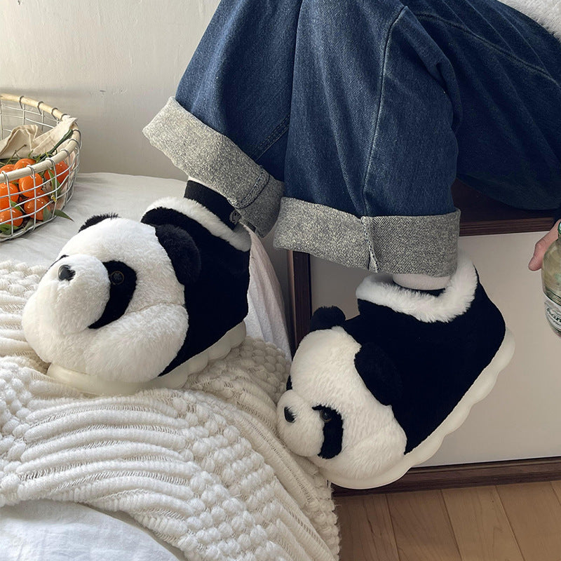 Indoor Fluffy Slippers Cute Cartoon Panda Winter Warm Light Weight Slipper