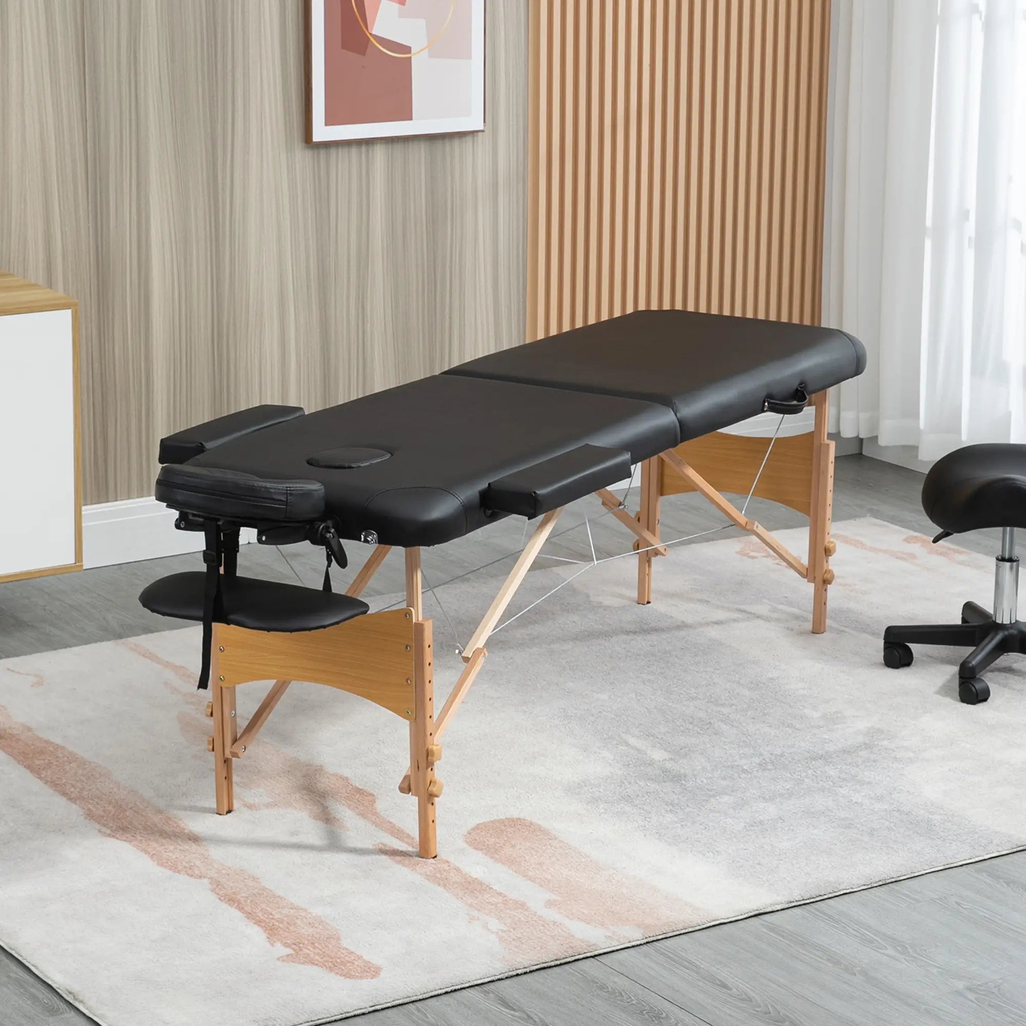 Portable Massage Bed, Folding Spa Beauty Massage Table with 2 Sections