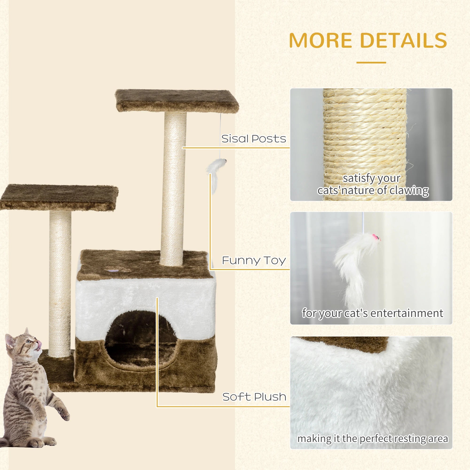 Cat Tree Tower for Indoor Cats Kitten House Scratching Posts with Condo Perch